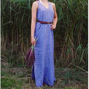 Linen Blue Maxi Dress